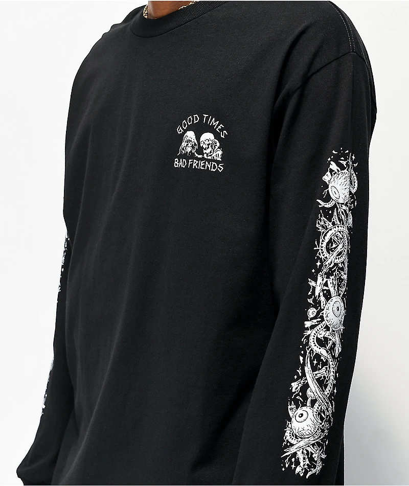 Lurking Class By Sketchy Tank x Stikker Good Times Bad Friends Black Long Sleeve T-Shirt