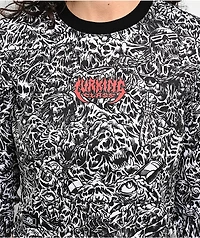 Lurking Class By Sketchy Tank x Stikker Madness Black & White Thermal Long Sleeve Crop T-Shirt