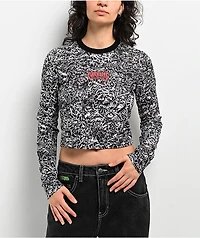 Lurking Class By Sketchy Tank x Stikker Madness Black & White Thermal Long Sleeve Crop T-Shirt