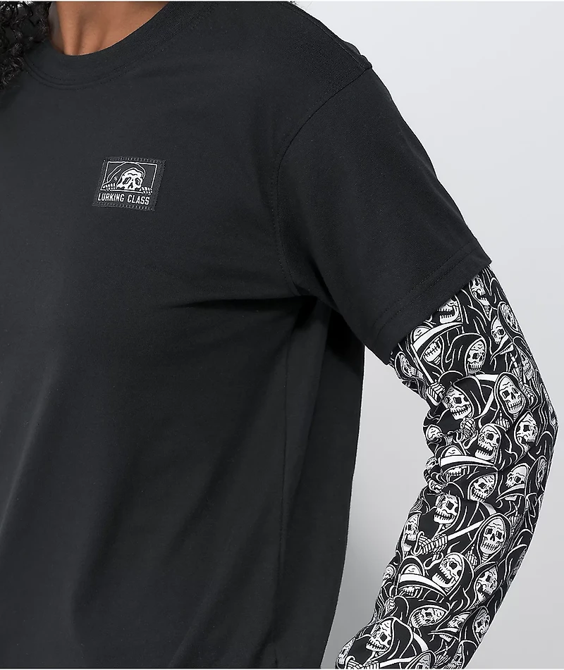 Lurking Class by Sketchy Tank 2Fer Reaper Black Long Sleeve T-Shirt