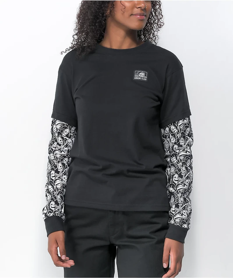 Lurking Class by Sketchy Tank 2Fer Reaper Black Long Sleeve T-Shirt