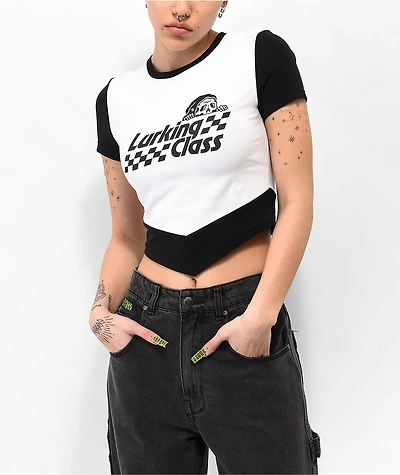Lurking Class by Sketchy Tank 69 Race Black & White Crop T-Shirt