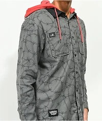 Lurking Class by Sketchy Tank Barb Grey Hooded Flannel Shirt