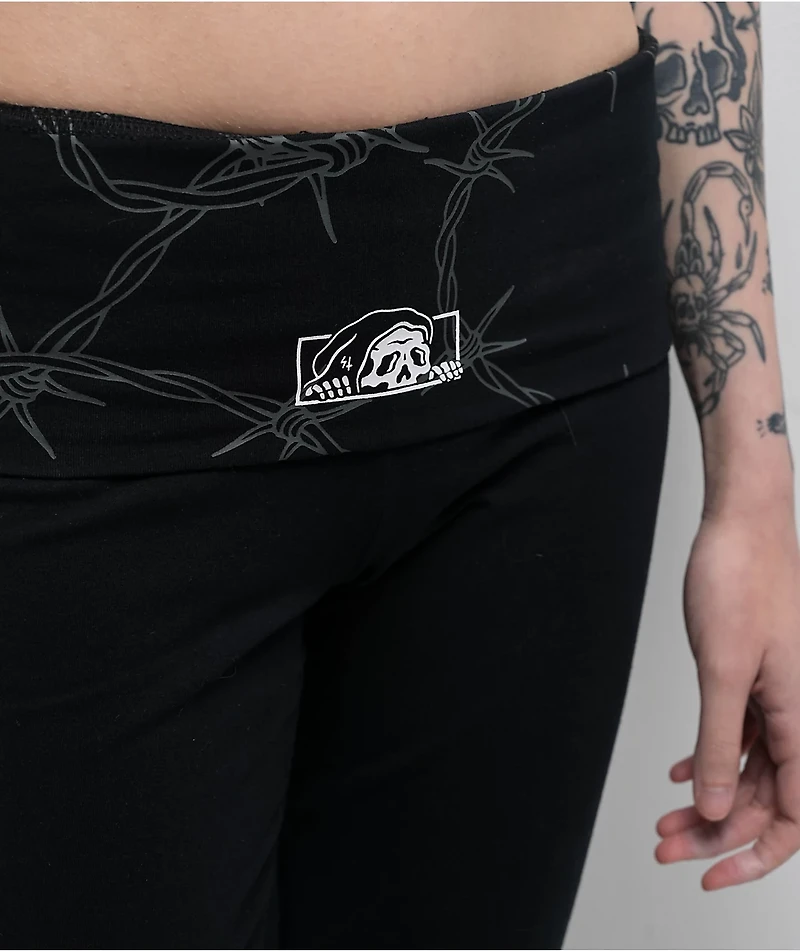 Lurking Class by Sketchy Tank Barbed Black Foldover Flare Pants