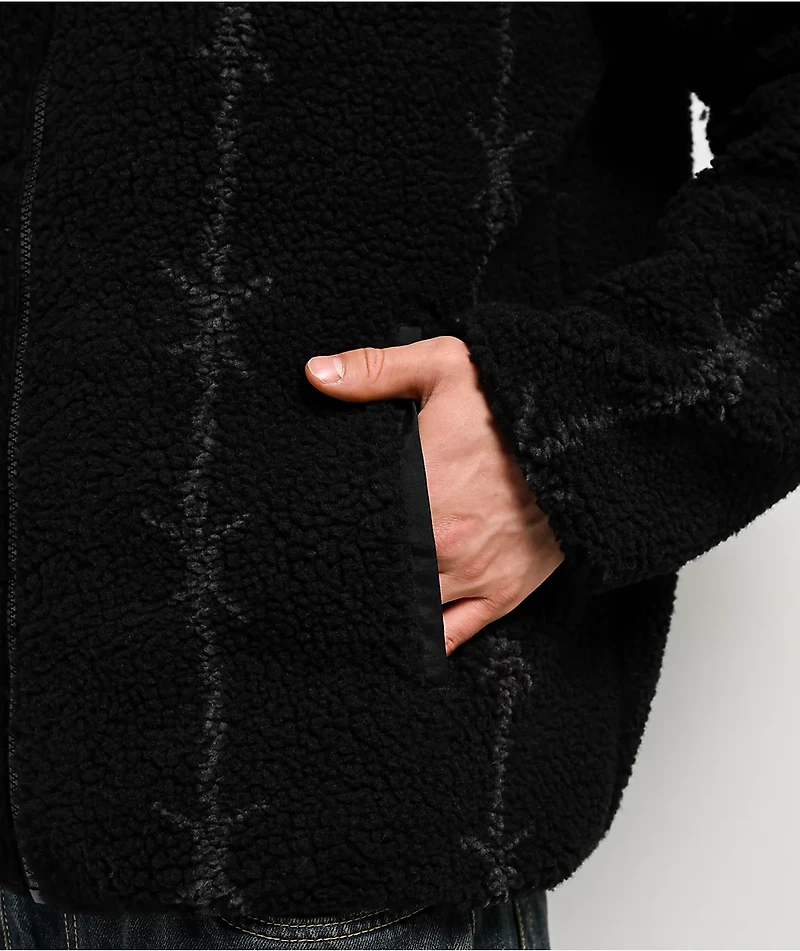 Lurking Class by Sketchy Tank Barbed Black Sherpa Zip Hoodie