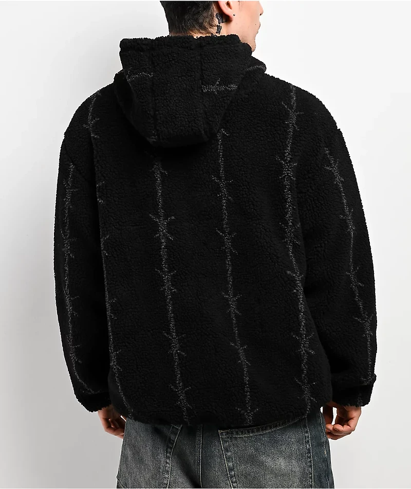 Lurking Class by Sketchy Tank Barbed Black Sherpa Zip Hoodie