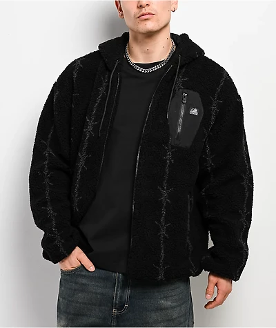 Lurking Class by Sketchy Tank Barbed Black Sherpa Zip Hoodie