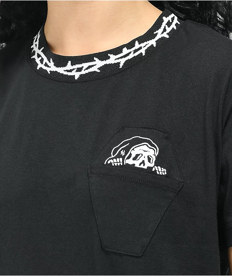 Lurking Class by Sketchy Tank Barbed Coffin Black Pocket T-Shirt