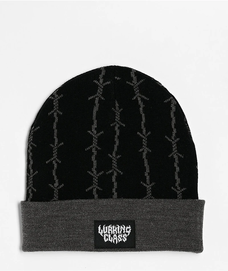 Lurking Class by Sketchy Tank Barbed Stripe Black & Grey Beanie