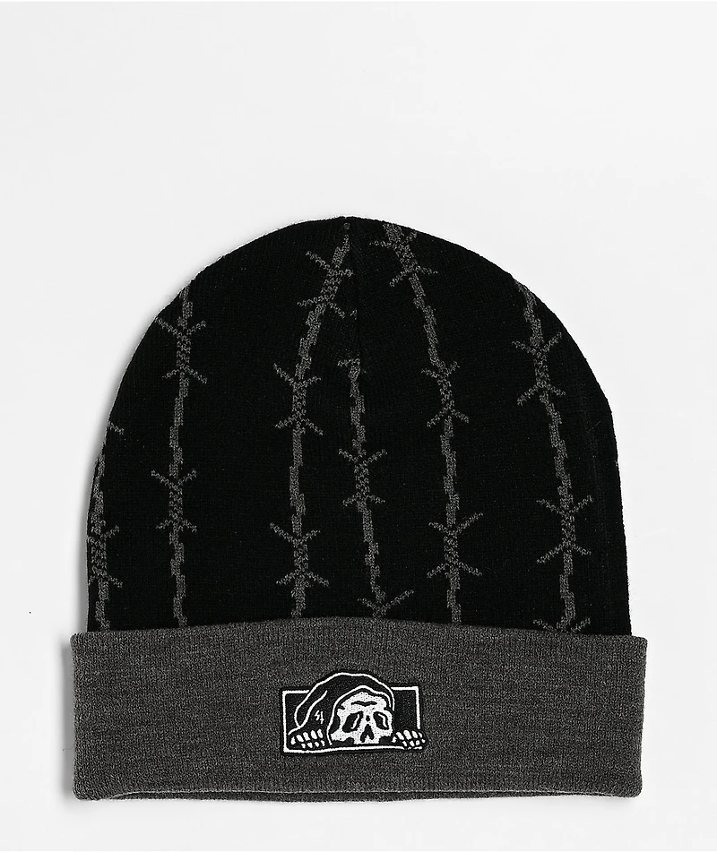 Lurking Class by Sketchy Tank Barbed Stripe Black & Grey Beanie