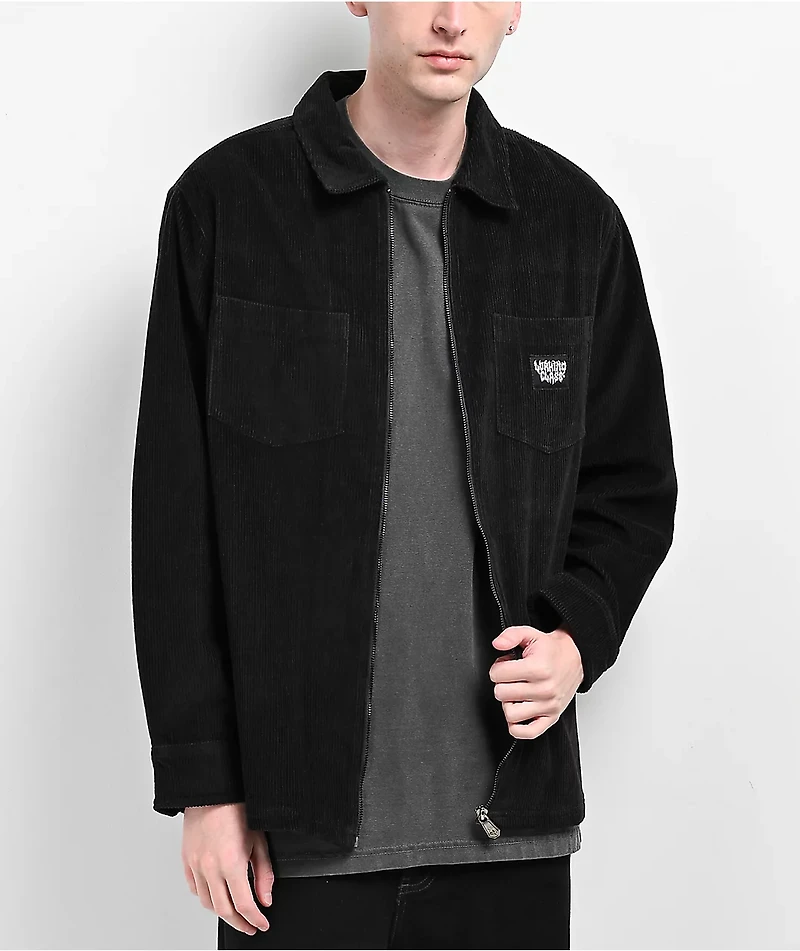 Lurking Class by Sketchy Tank Barbed Web Black Corduroy Zip Work Shirt