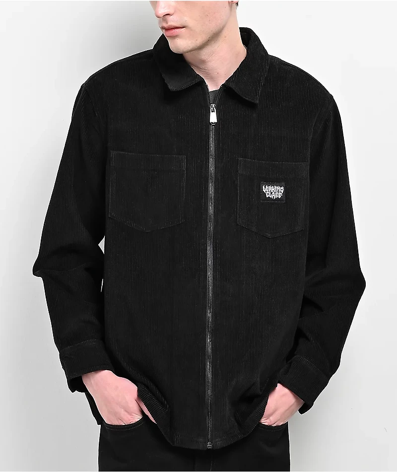 Lurking Class by Sketchy Tank Barbed Web Black Corduroy Zip Work Shirt