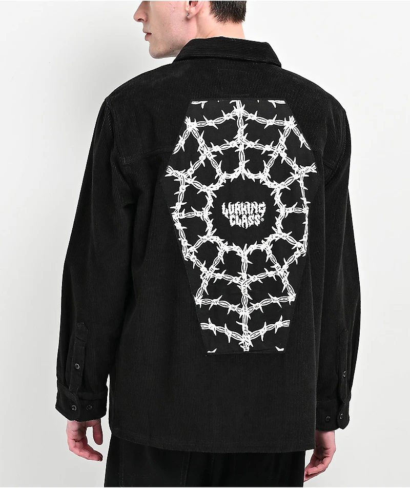Lurking Class by Sketchy Tank Barbed Web Black Corduroy Zip Work Shirt
