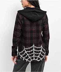 Lurking Class by Sketchy Tank Barbed Web Black Hooded Flannel Shirt