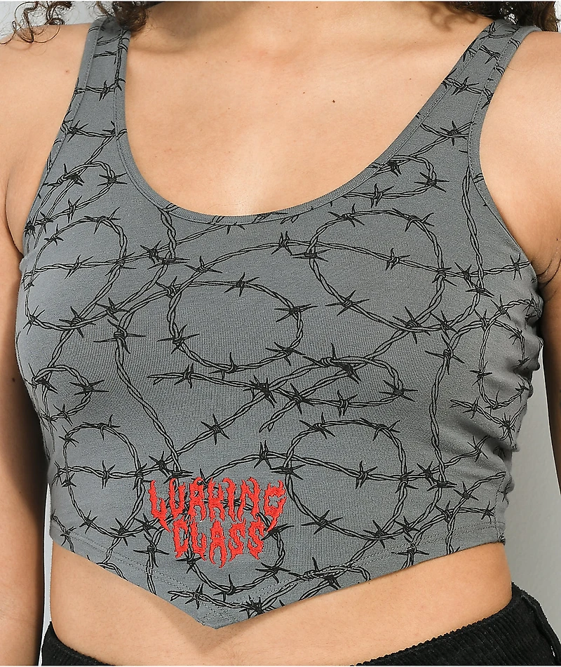 Lurking Class by Sketchy Tank Barbed Wire Grey Crop Top