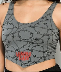 Lurking Class by Sketchy Tank Barbed Wire Grey Crop Top