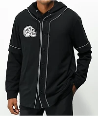 Lurking Class by Sketchy Tank Bat Layered Black Baseball Hoodie