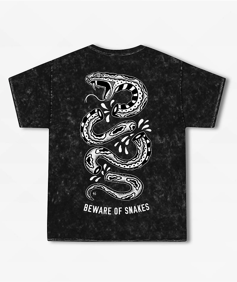 Lurking Class by Sketchy Tank Beware Of Snakes Black Wash T-Shirt
