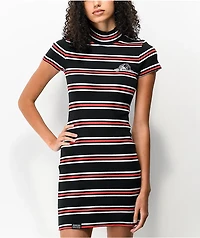 Lurking Class by Sketchy Tank Black, White & Red Stripe Mock Neck Dress