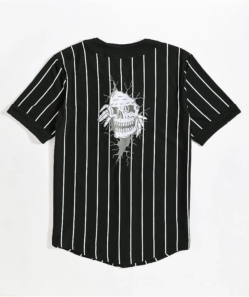 Lurking Class by Sketchy Tank Black & White Pinstripe Baseball Jersey