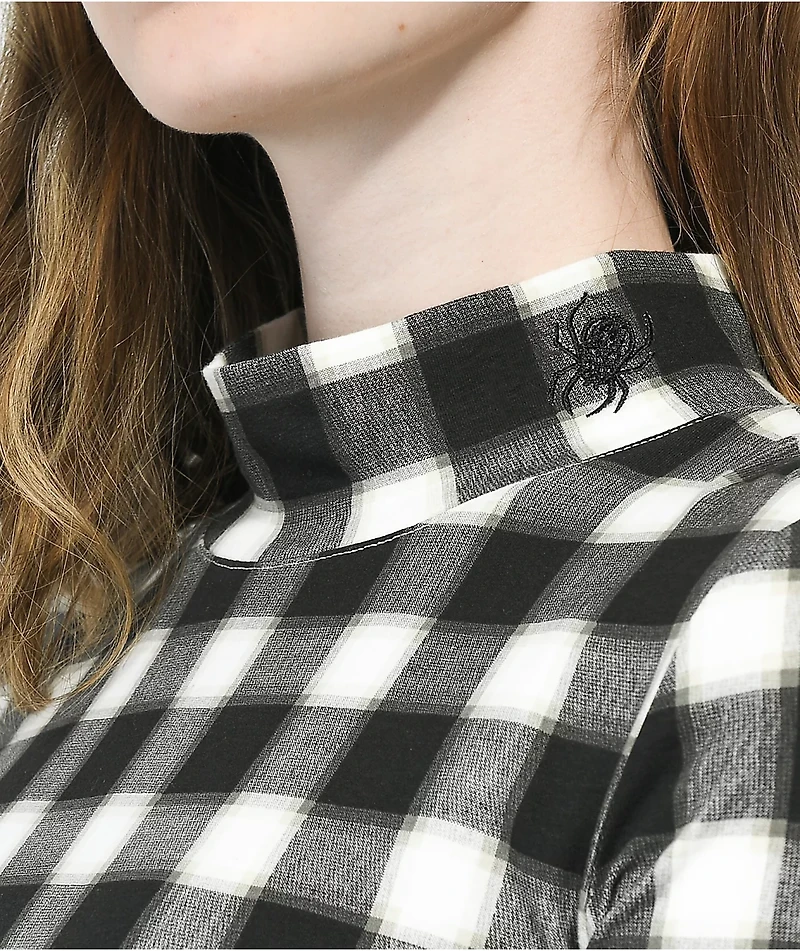 Lurking Class by Sketchy Tank Black & White Plaid Tie Dress