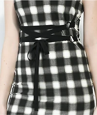 Lurking Class by Sketchy Tank Black & White Plaid Tie Dress