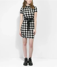 Lurking Class by Sketchy Tank Black & White Plaid Tie Dress