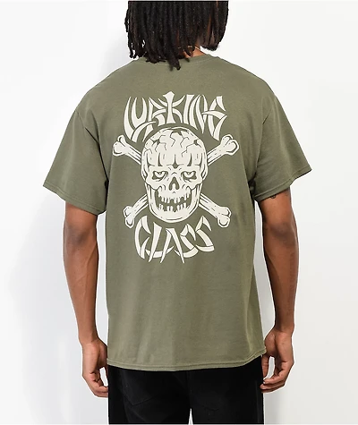Lurking Class by Sketchy Tank Bonehead Military Green T-Shirt