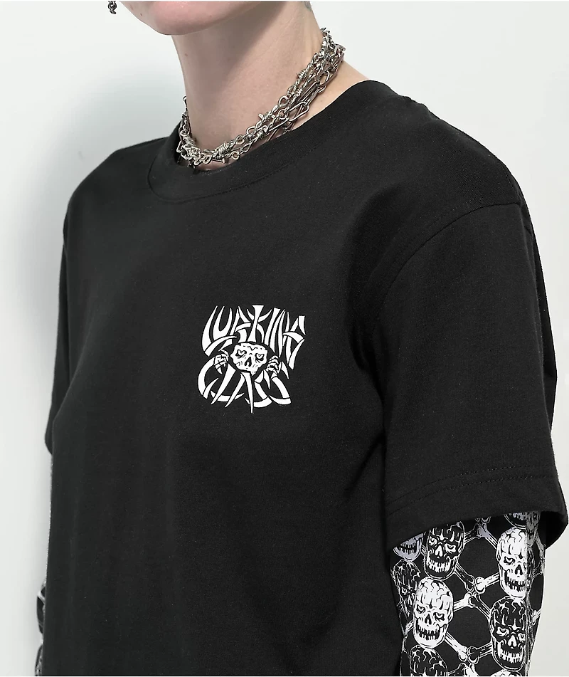 Lurking Class by Sketchy Tank Bones Black 2fer Long Sleeve T-Shirt