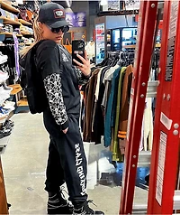 Lurking Class by Sketchy Tank Bones Black 2fer Long Sleeve T-Shirt
