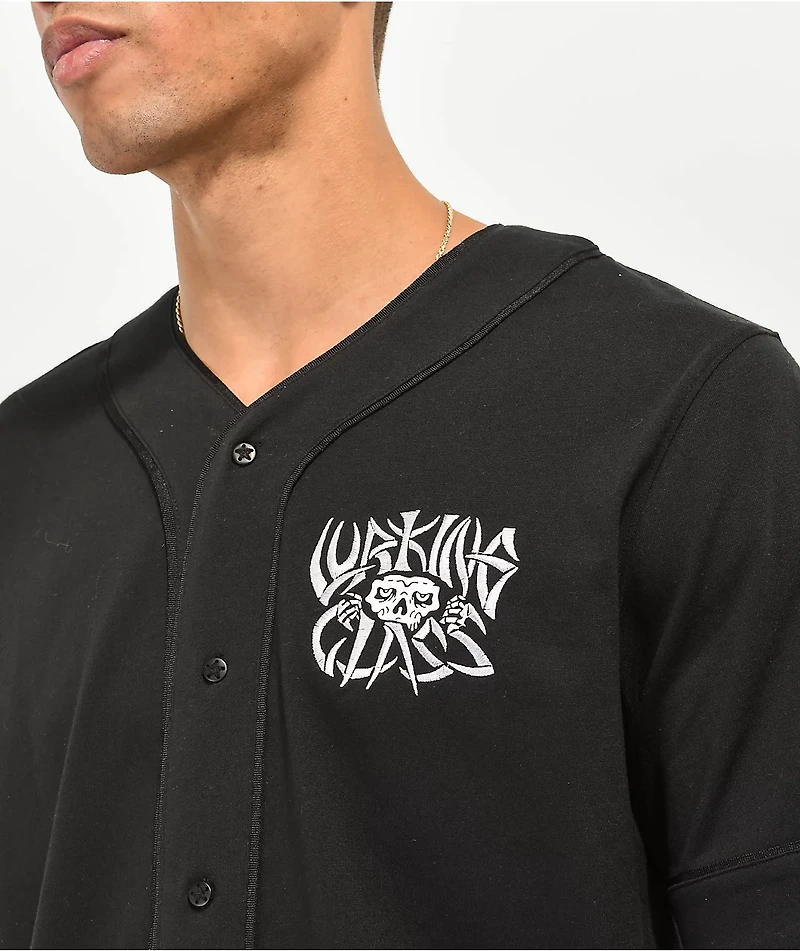 Lurking Class by Sketchy Tank Bones Black Baseball Jersey