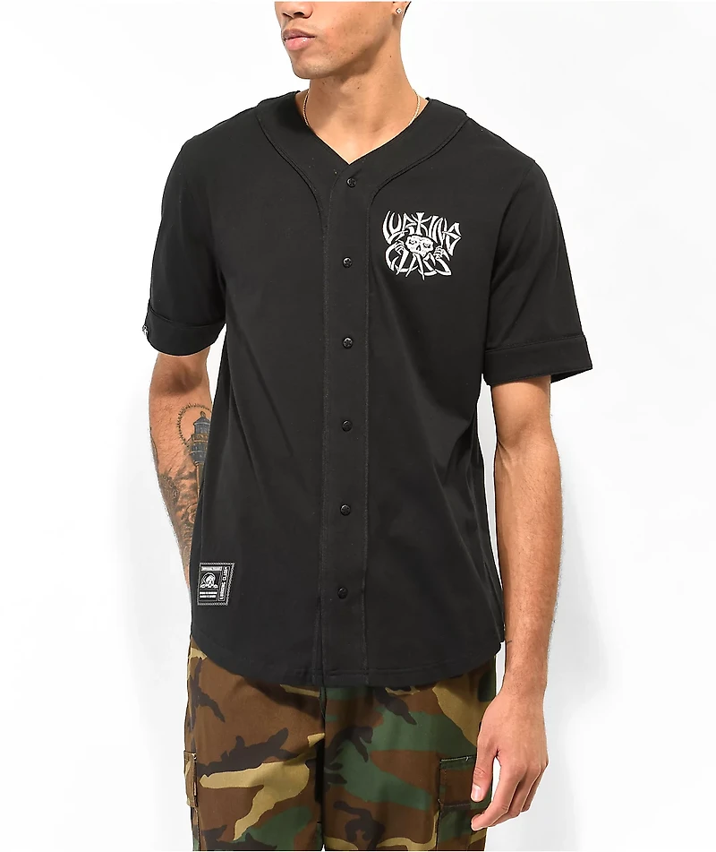 Lurking Class by Sketchy Tank Bones Black Baseball Jersey
