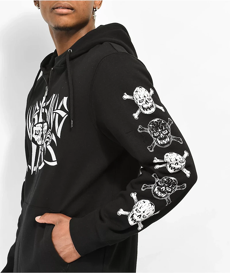 Lurking Class by Sketchy Tank Bones Black Zip Hoodie