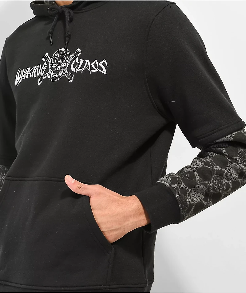 Lurking Class by Sketchy Tank Bones Layered Black Hoodie