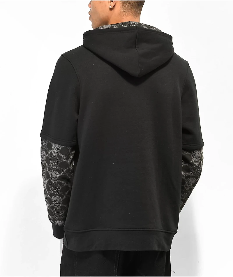 Lurking Class by Sketchy Tank Bones Layered Black Hoodie