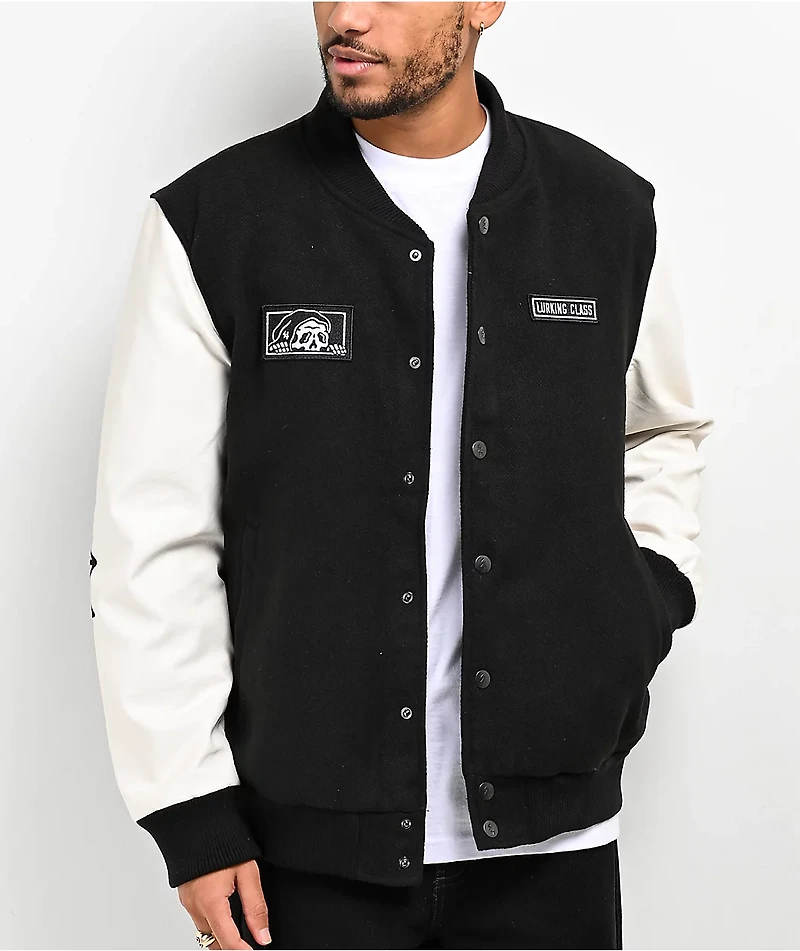 Lurking Class by Sketchy Tank Box Logo Black Varsity Jacket