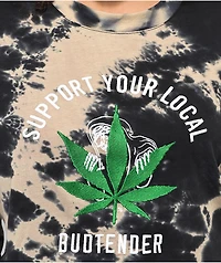 Lurking Class by Sketchy Tank Budtender Bleach Dye Crop Long Sleeve T-Shirt