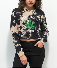 Lurking Class by Sketchy Tank Budtender Bleach Dye Crop Long Sleeve T-Shirt