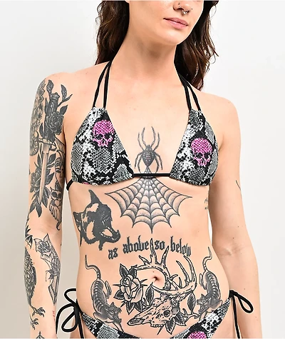 Lurking Class by Sketchy Tank Burmese Snakeskin Triangle Bikini Top