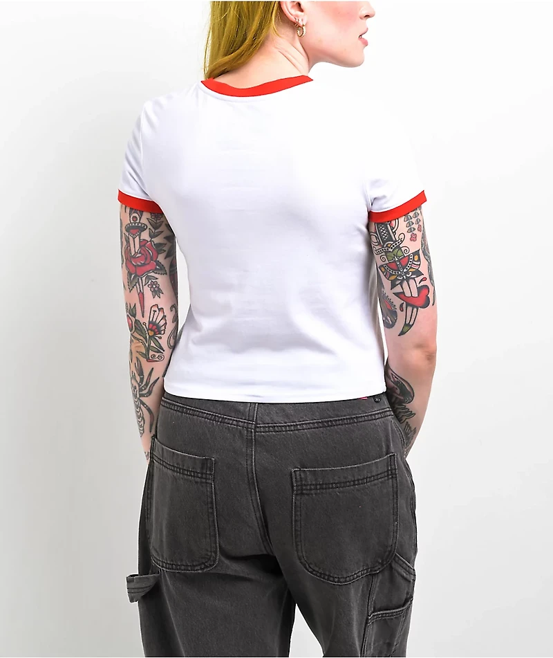Lurking Class by Sketchy Tank Burnout Ringer White Crop T-Shirt