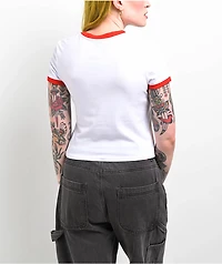 Lurking Class by Sketchy Tank Burnout Ringer White Crop T-Shirt