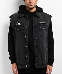Lurking Class by Sketchy Tank Burnouts Black Denim Vest
