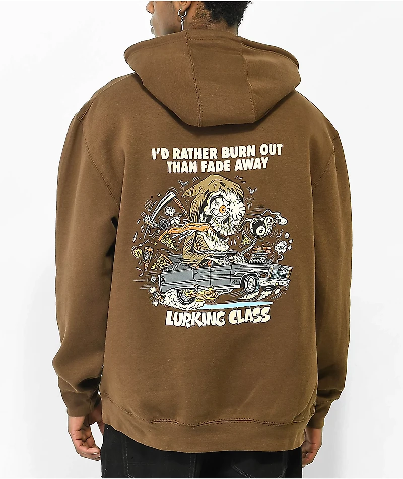 Lurking Class by Sketchy Tank Burrito Breath Burn Out Brown Hoodie