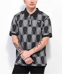 Lurking Class by Sketchy Tank Coffin Argyle Black Wash Polo Shirt
