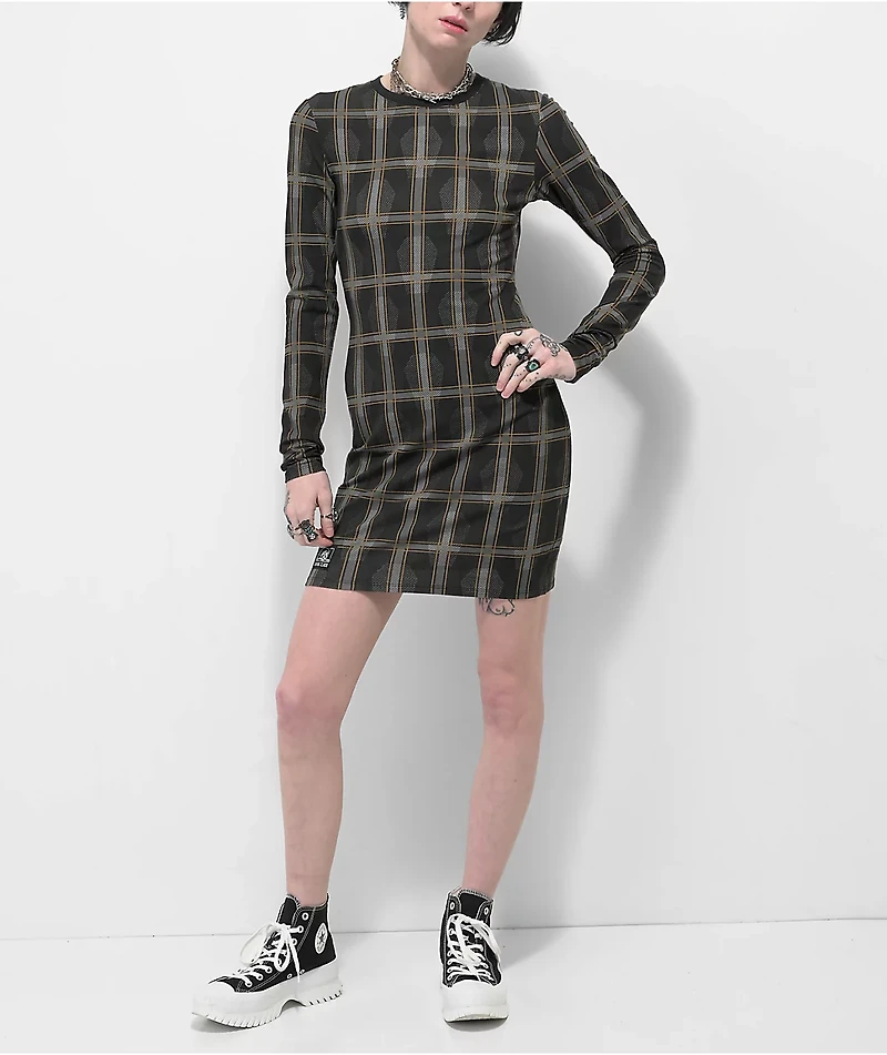 Lurking Class by Sketchy Tank Coffin Black Plaid Dress