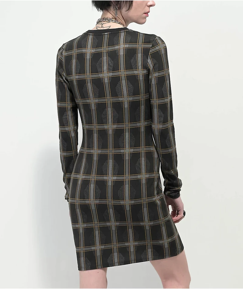 Lurking Class by Sketchy Tank Coffin Black Plaid Dress