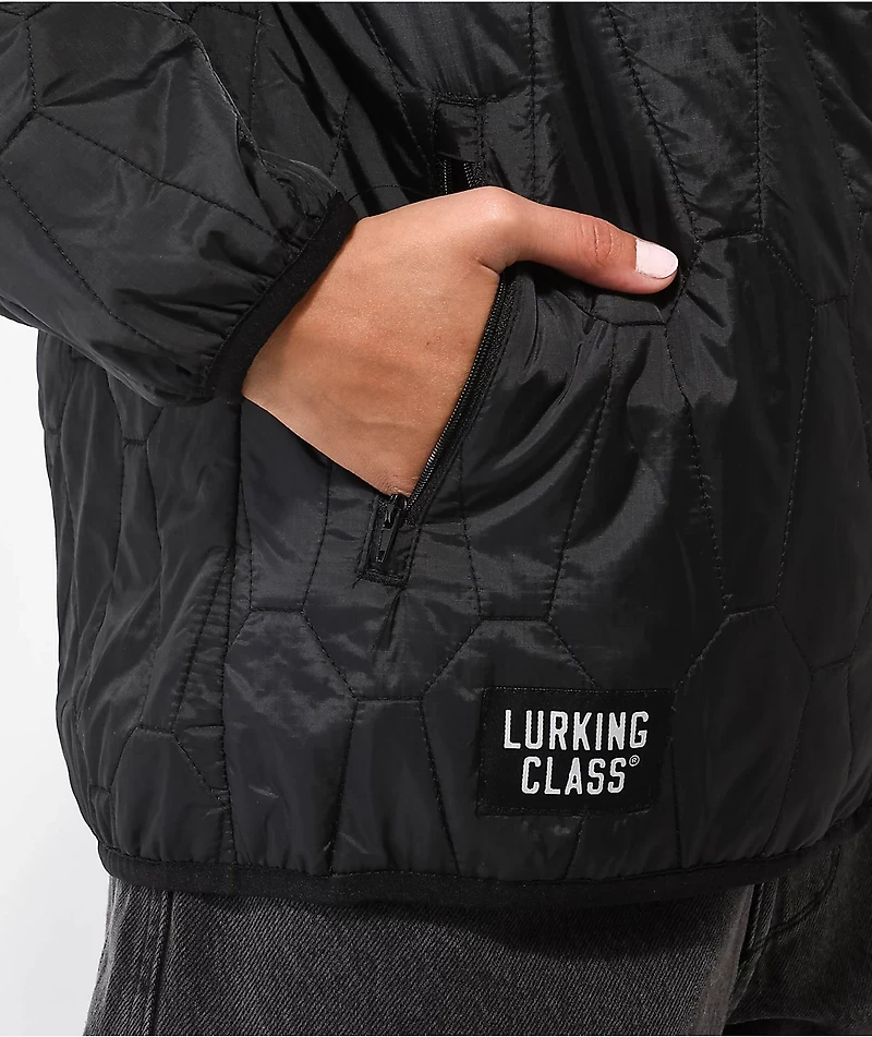Lurking Class by Sketchy Tank Coffin Black Quilted Windbreaker Jacket