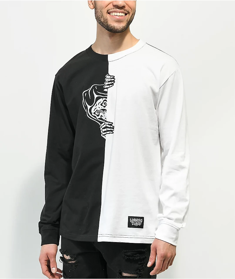 Lurking Class by Sketchy Tank Corner White & Black Long Sleeve T-Shirt