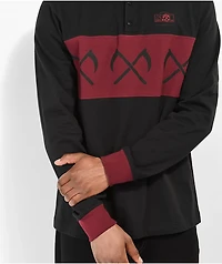 Lurking Class by Sketchy Tank Crossed Black & Burgundy Rugby Shirt