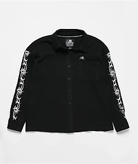 Lurking Class by Sketchy Tank Cyber Skull Black Thermal Long Sleeve Button Up T-Shirt